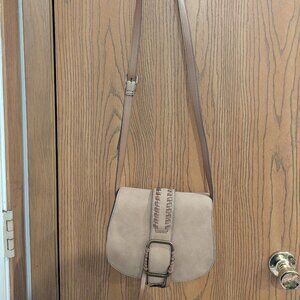 a.n.a Hallie Camel Tan Buckle Cowgirl Messenger Crossbody Bag Adjustable Strap